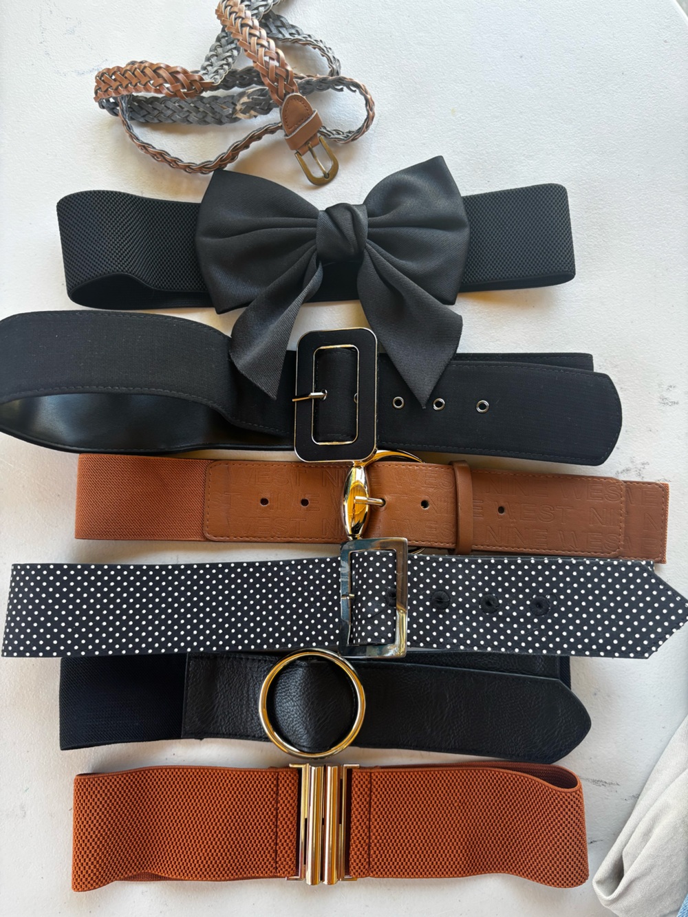 Mixed Women’s Fashion Belt Set - Black, Brown, Tan, Polka Dot